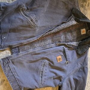 Carhartt Blue Jacket with Black Collar